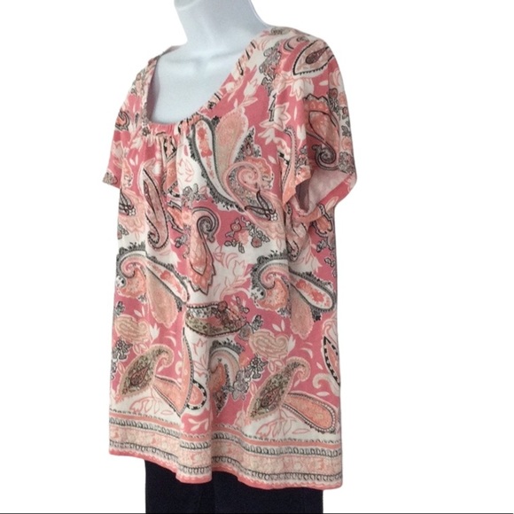 Charter Club Pink Paisley Blouse Sz 0X - Picture 2 of 10